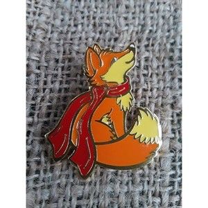 Red Fox with Scarf Enamel Pin